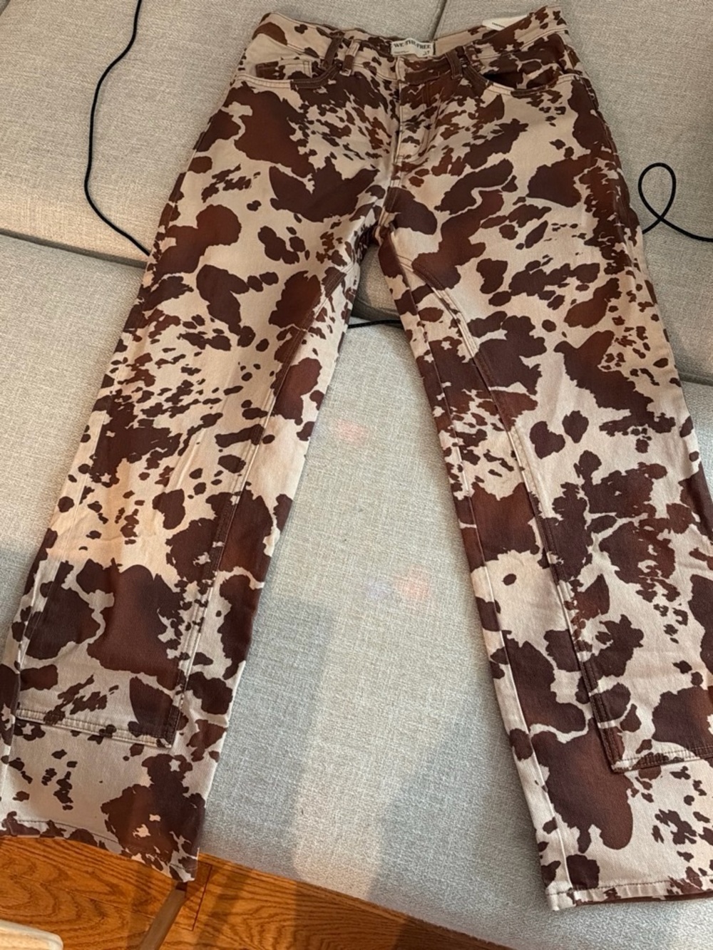 We The Free Brown and Cream Cowprint Jeans - Picture 1 of 7